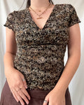 Black & Orange Mesh Lace Top