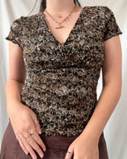 Black & Orange Mesh Lace Top