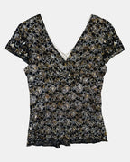 Black & Orange Mesh Lace Top