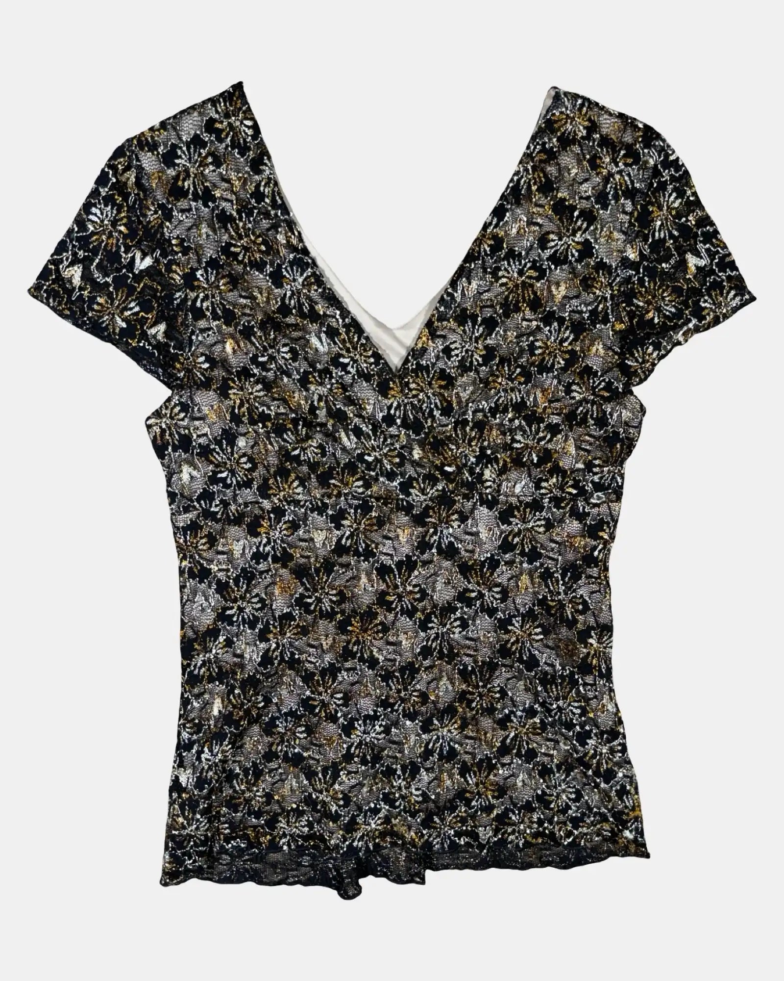Black & Orange Mesh Lace Top