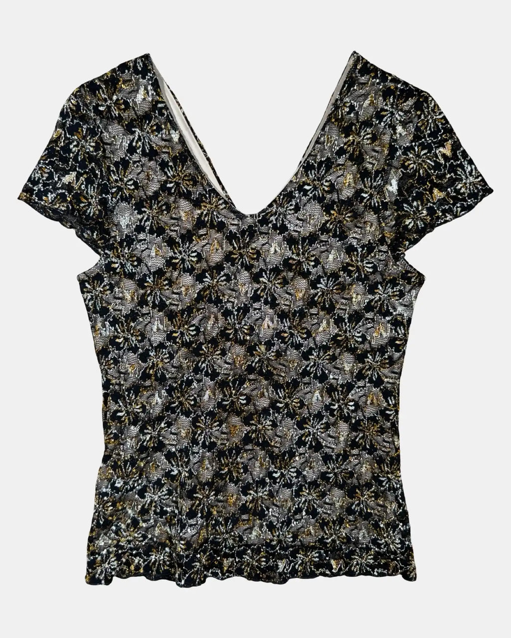 Black & Orange Mesh Lace Top