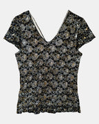 Black & Orange Mesh Lace Top