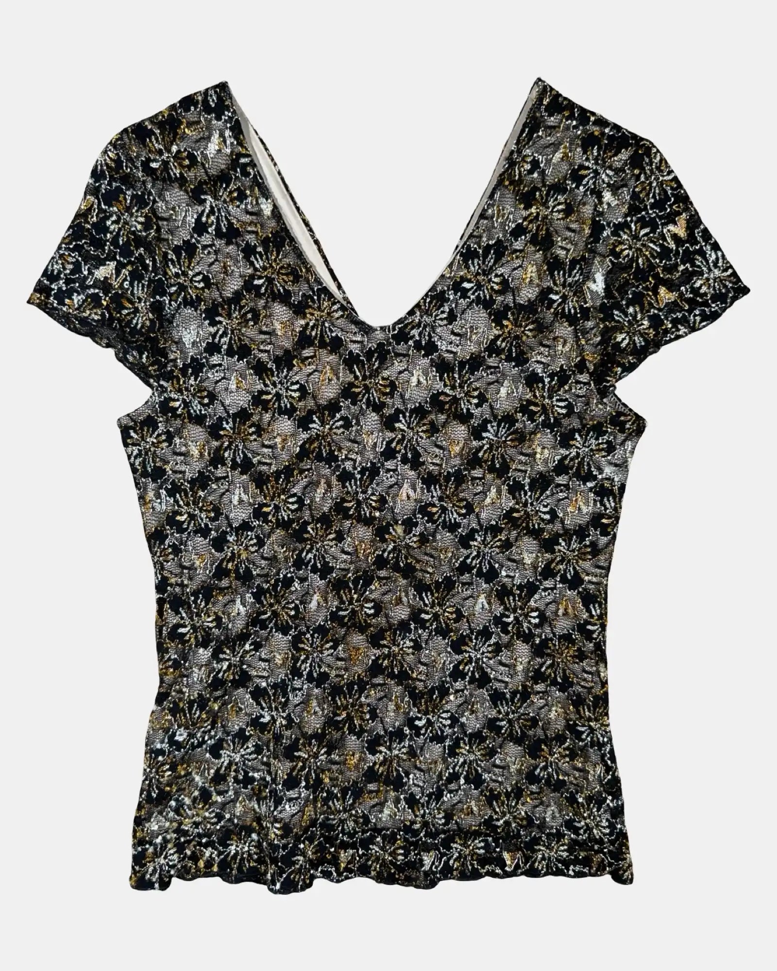 Black & Orange Mesh Lace Top