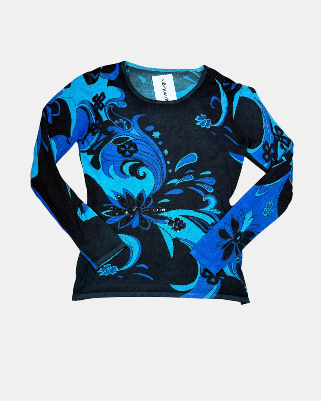 Blue & Black Paisley Jumper/Long Sleeve | Estimated Size M