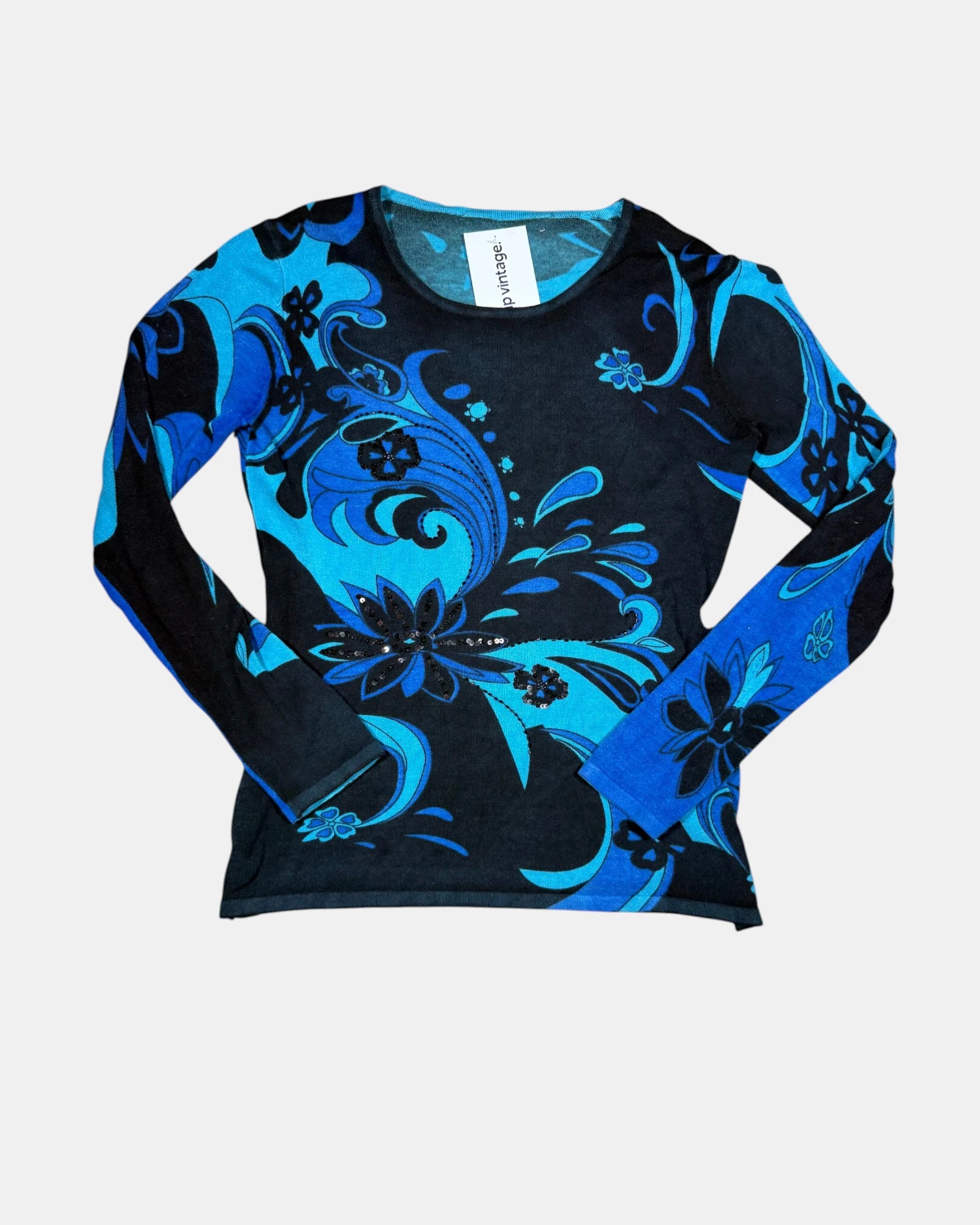 Blue & Black Paisley Jumper/Long Sleeve | Estimated Size M