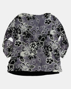 Purple & Black Floral Tie-Up Long Sleeve | Size L - Zip Vintage