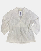 White Textured Wrap Button Up Top | Size 12-14 - Zip Vintage