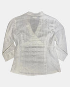 White Textured Wrap Button Up Top | Size 12-14 - Zip Vintage