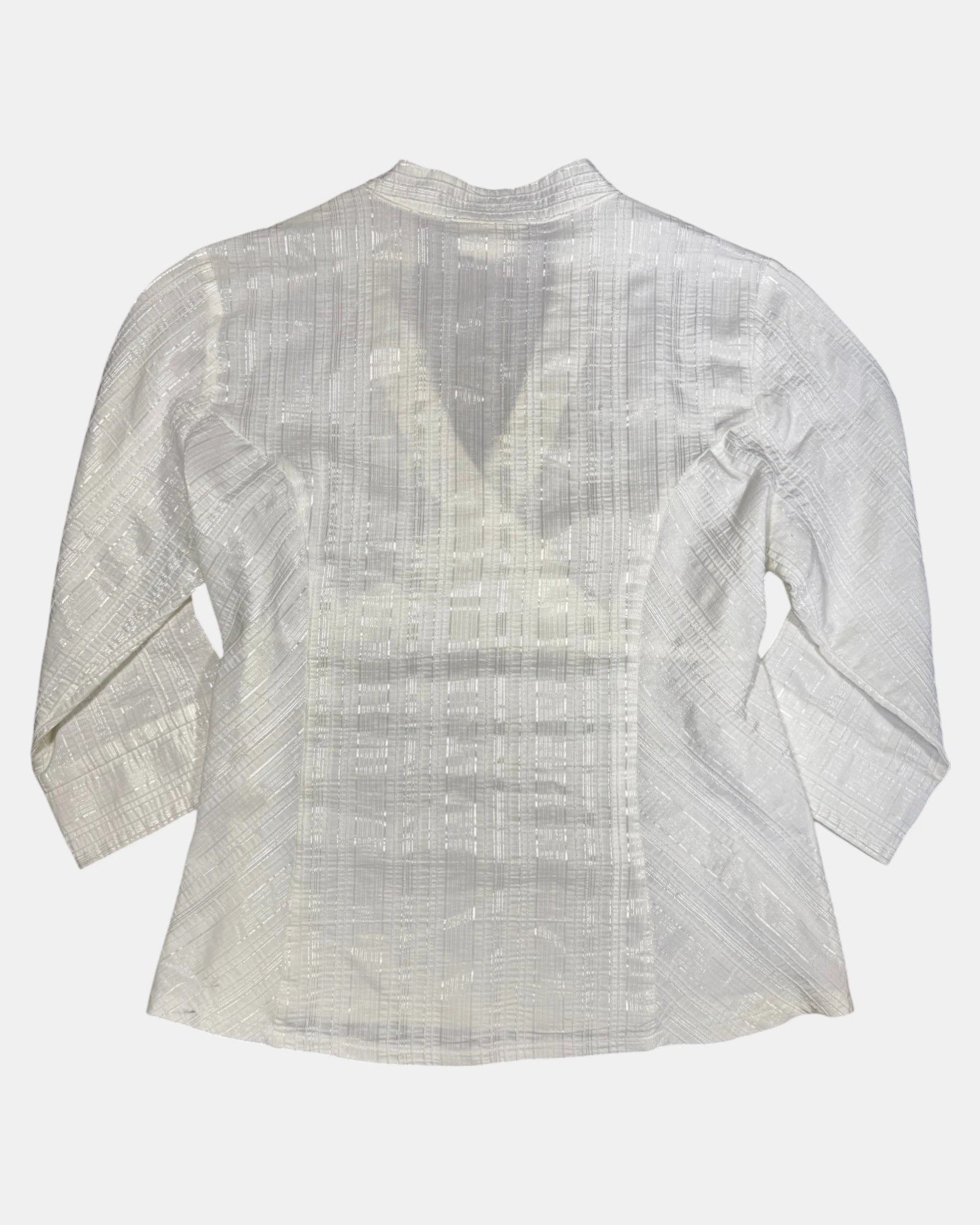 White Textured Wrap Button Up Top | Size 12-14 - Zip Vintage