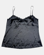 Black Cami Top with Lace Trim | Est. Size 12 - Zip Vintage