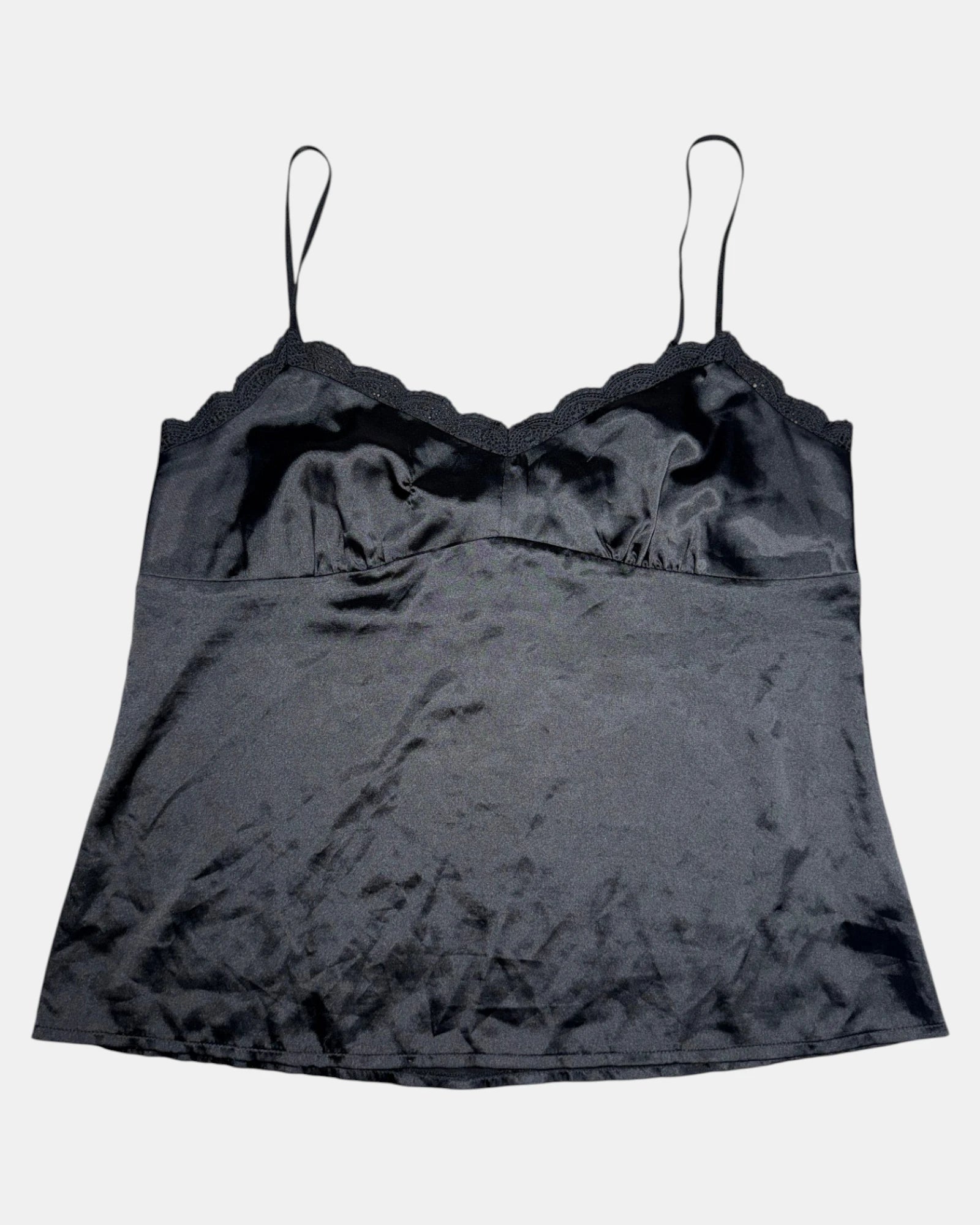 Black Cami Top with Lace Trim | Est. Size 12