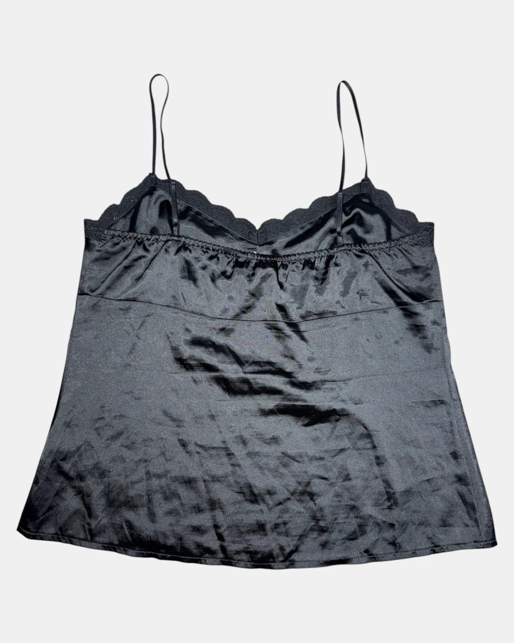 Black Cami Top with Lace Trim | Est. Size 12 - Zip Vintage