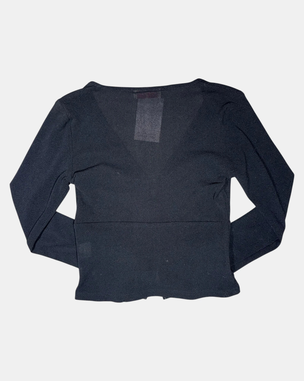 Black Mesh Button-Up Long Sleeve Top | Size 10