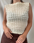 Cream Textured Square Style Top