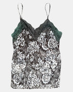 Brown and Cream Cami Top with Green Trim