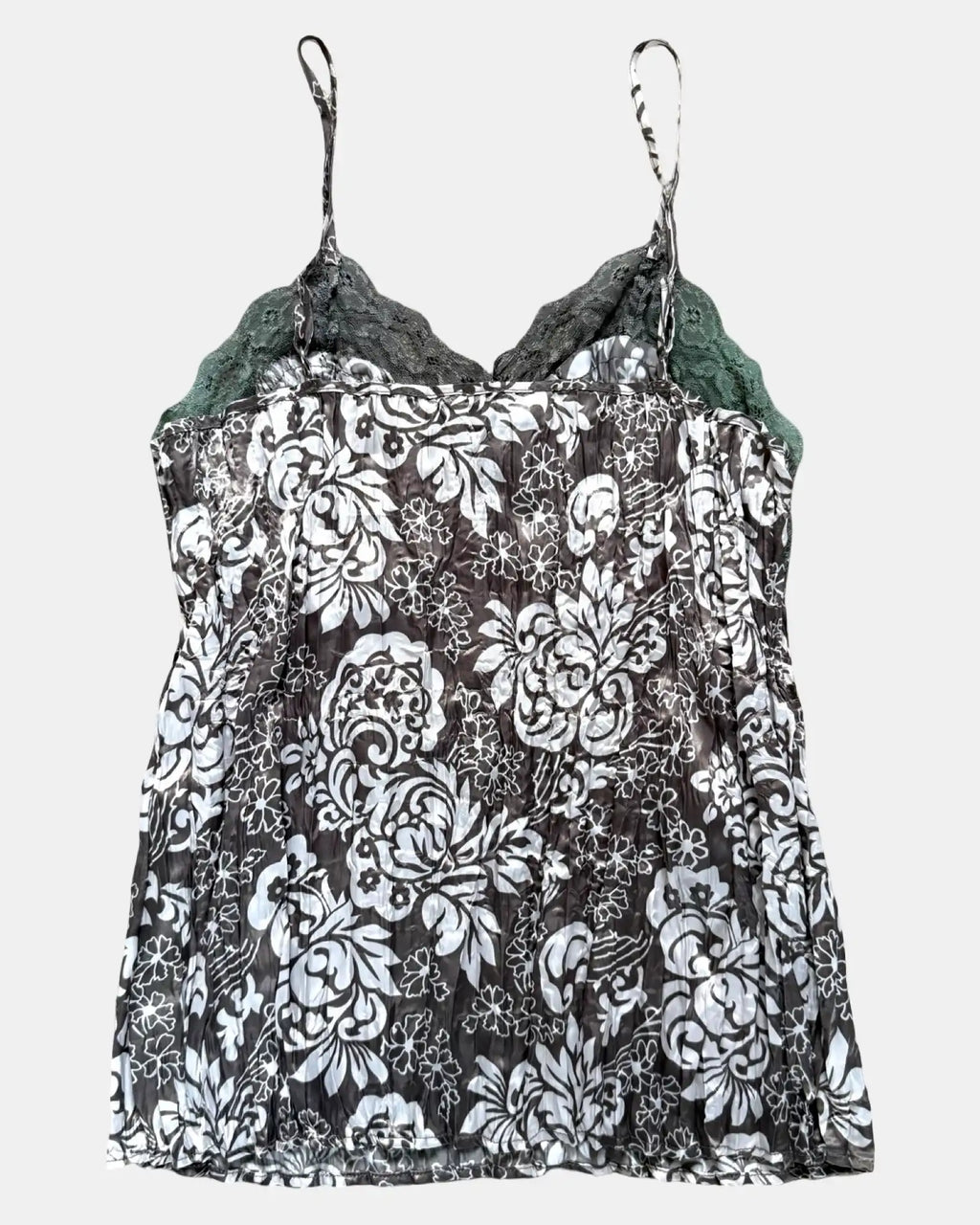 Brown and Cream Cami Top with Green Trim