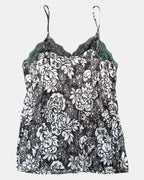 Brown and Cream Cami Top with Green Trim