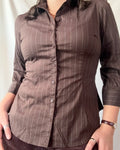 Brown Striped Fitted Top