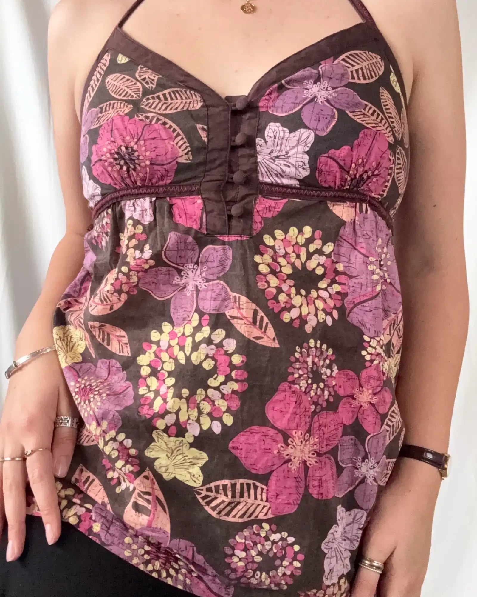 Brown and Colourful Halter Neck Top