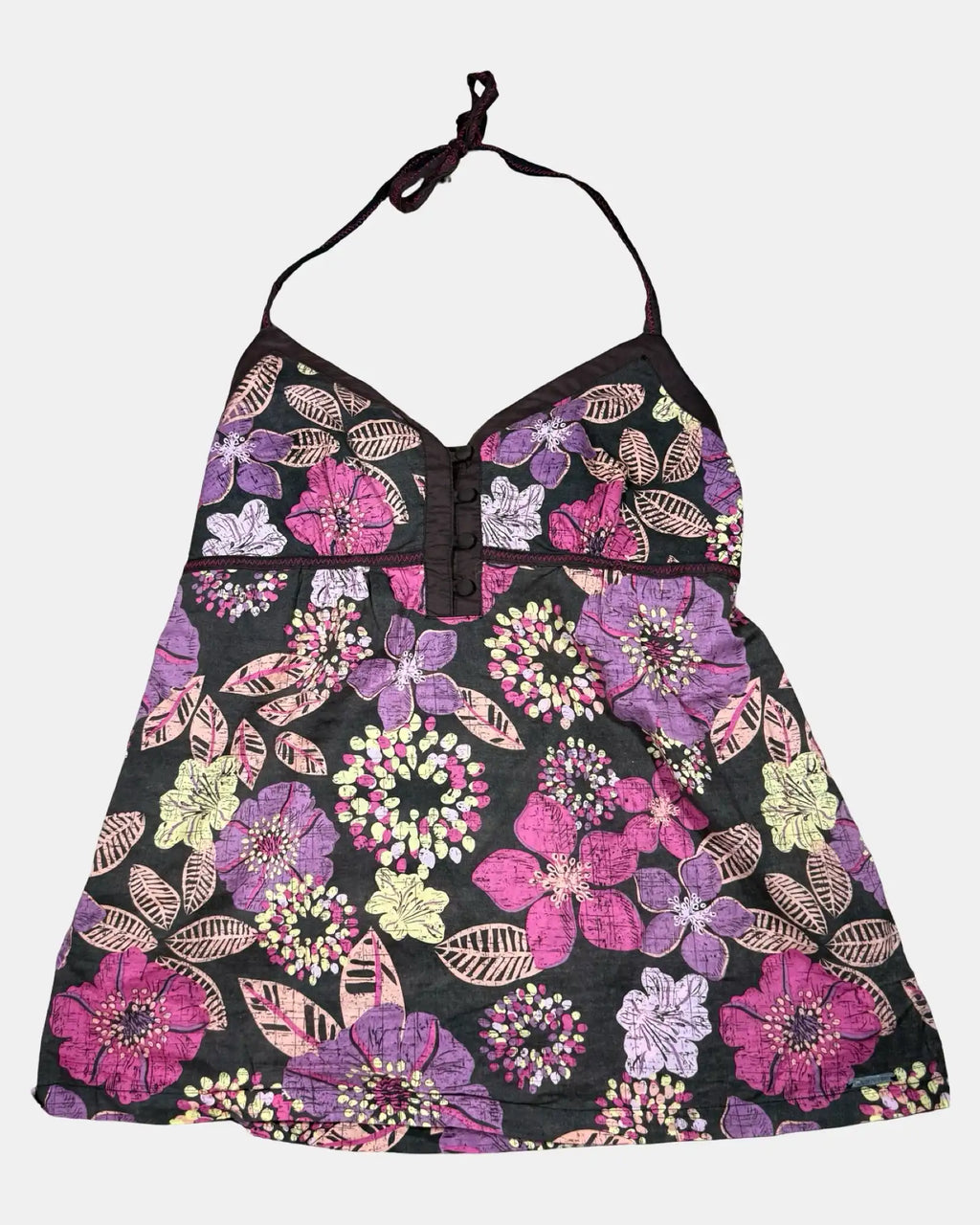 Brown and Colourful Halter Neck Top