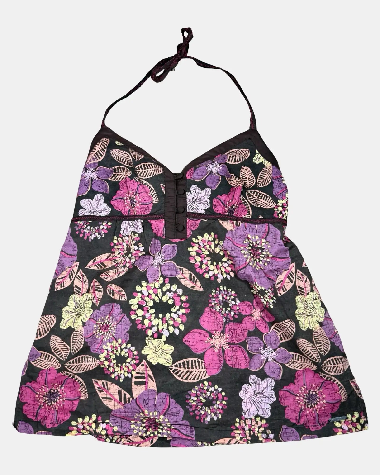 Brown and Colourful Halter Neck Top