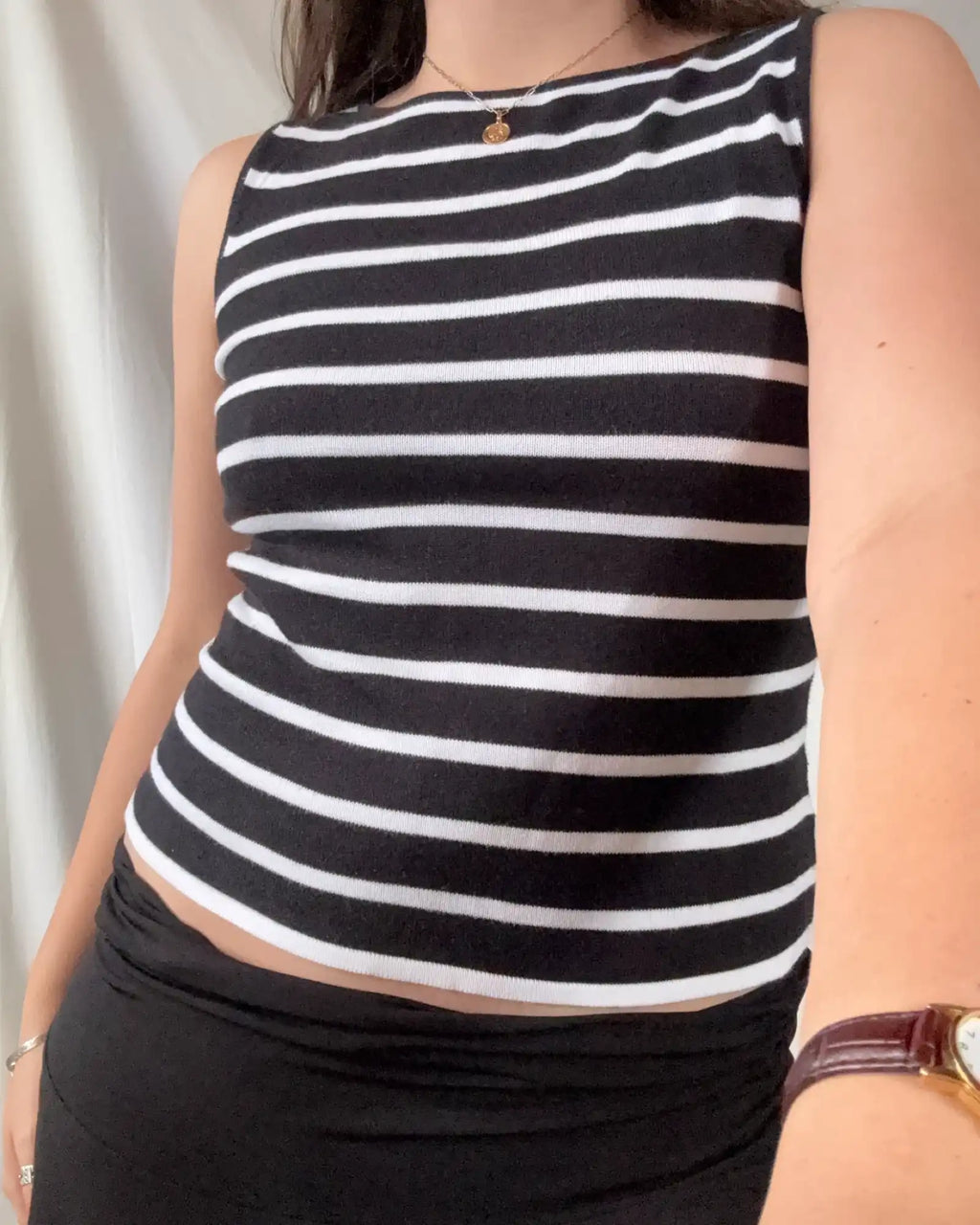 Black and White Striped Tank Top