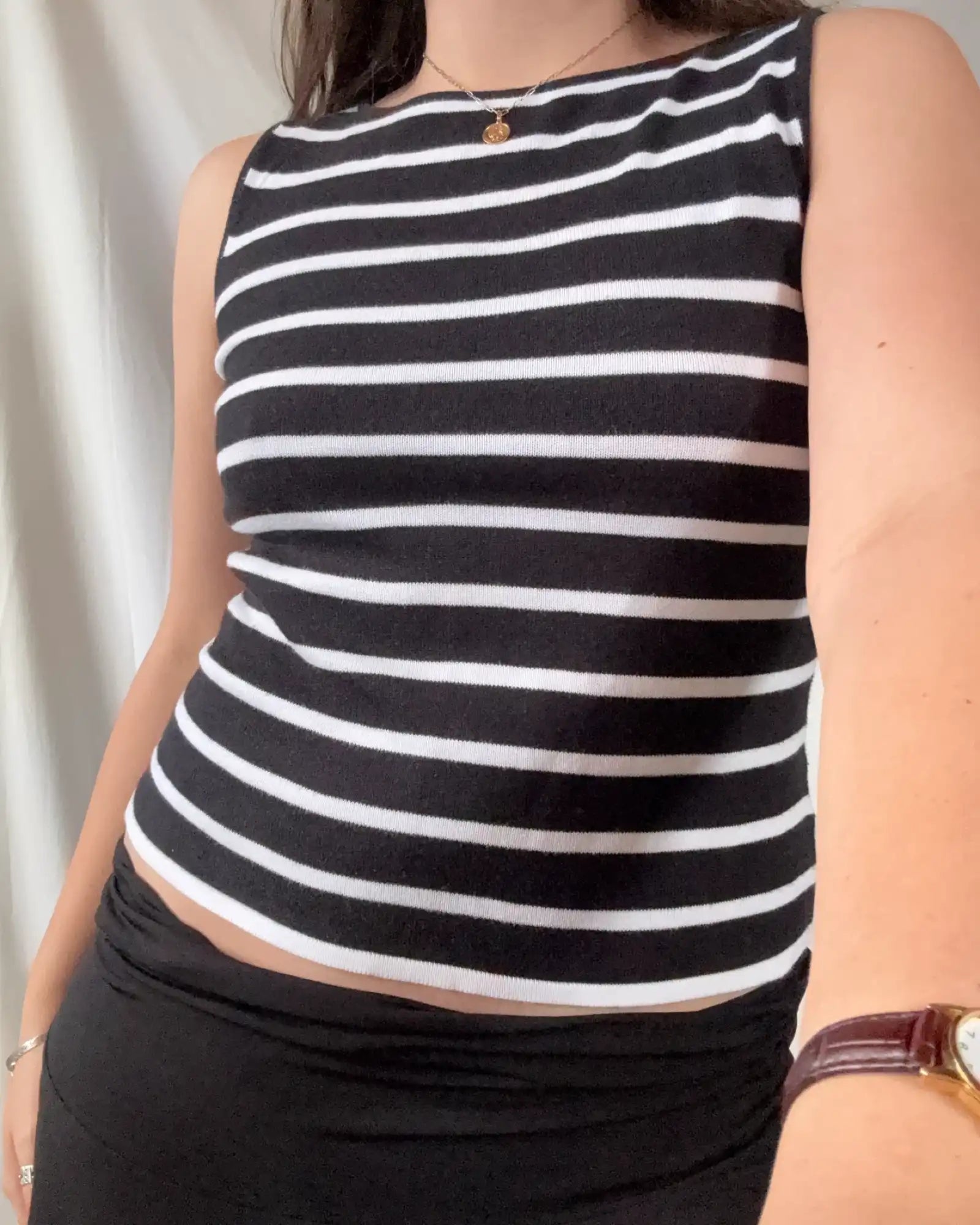 Black and White Striped Tank Top