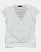 White Mesh Ruffle Wrap Top