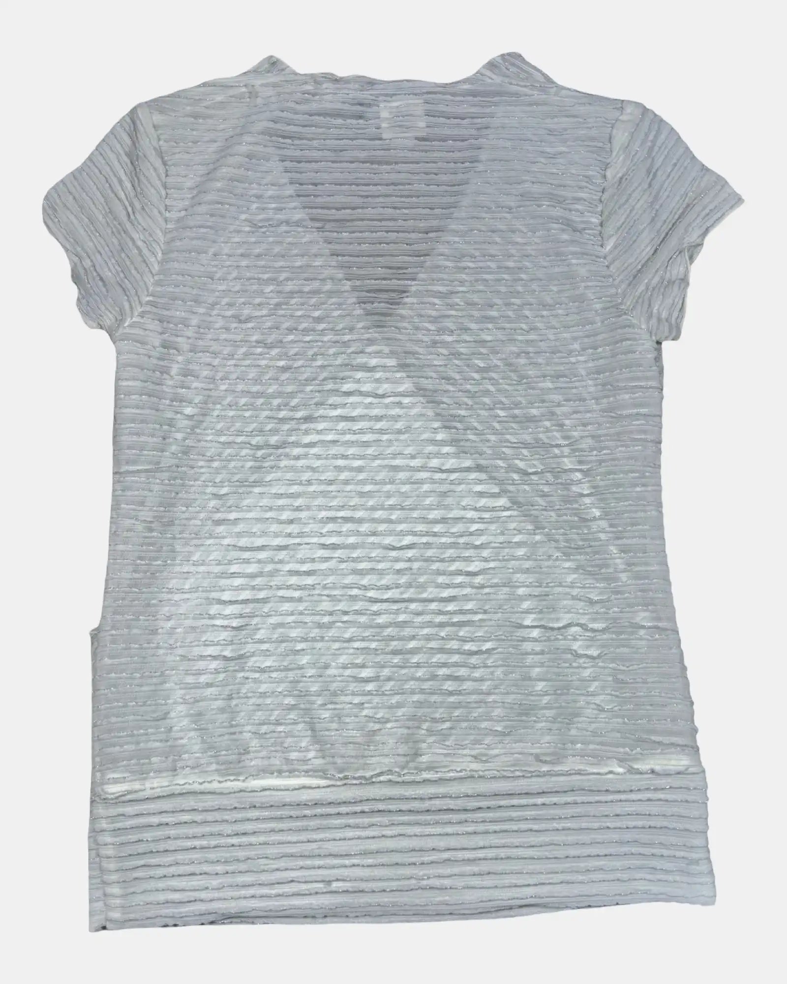 White Mesh Ruffle Wrap Top