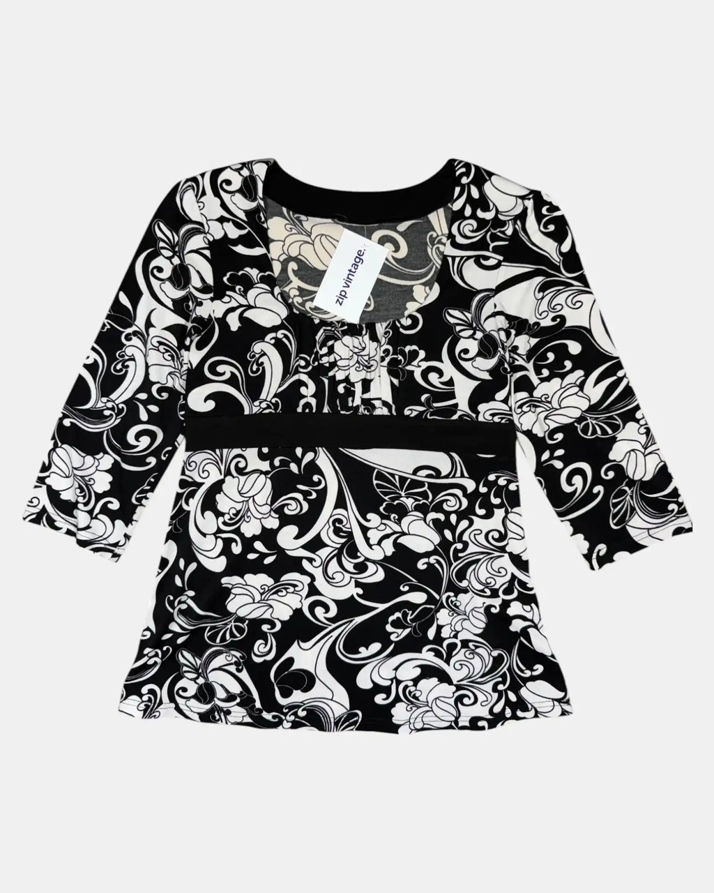 Paisley Pattern Black & White Long Sleeve