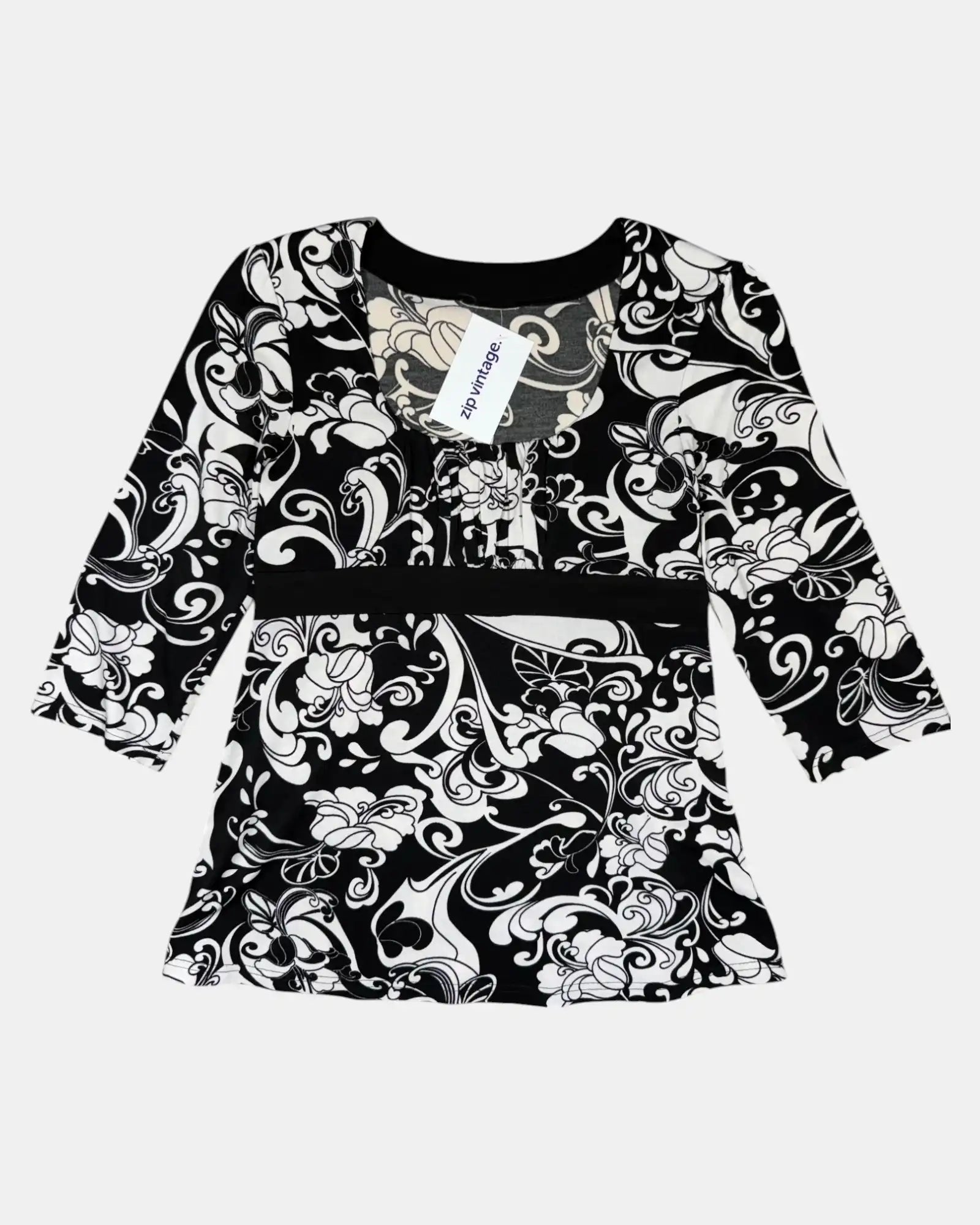 Paisley Pattern Black & White Long Sleeve