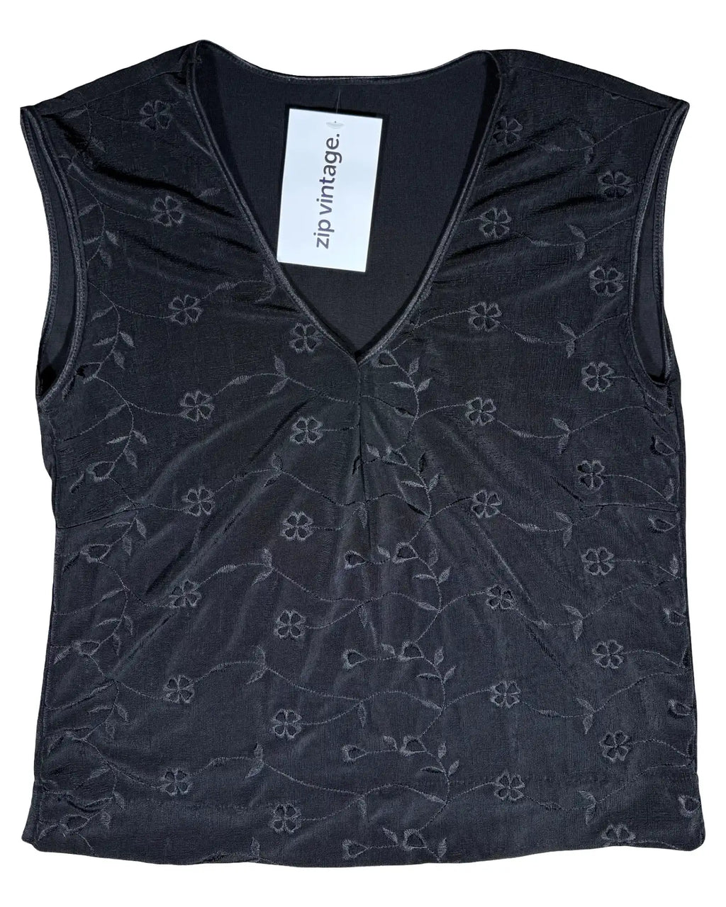 Black Top with Floral Details