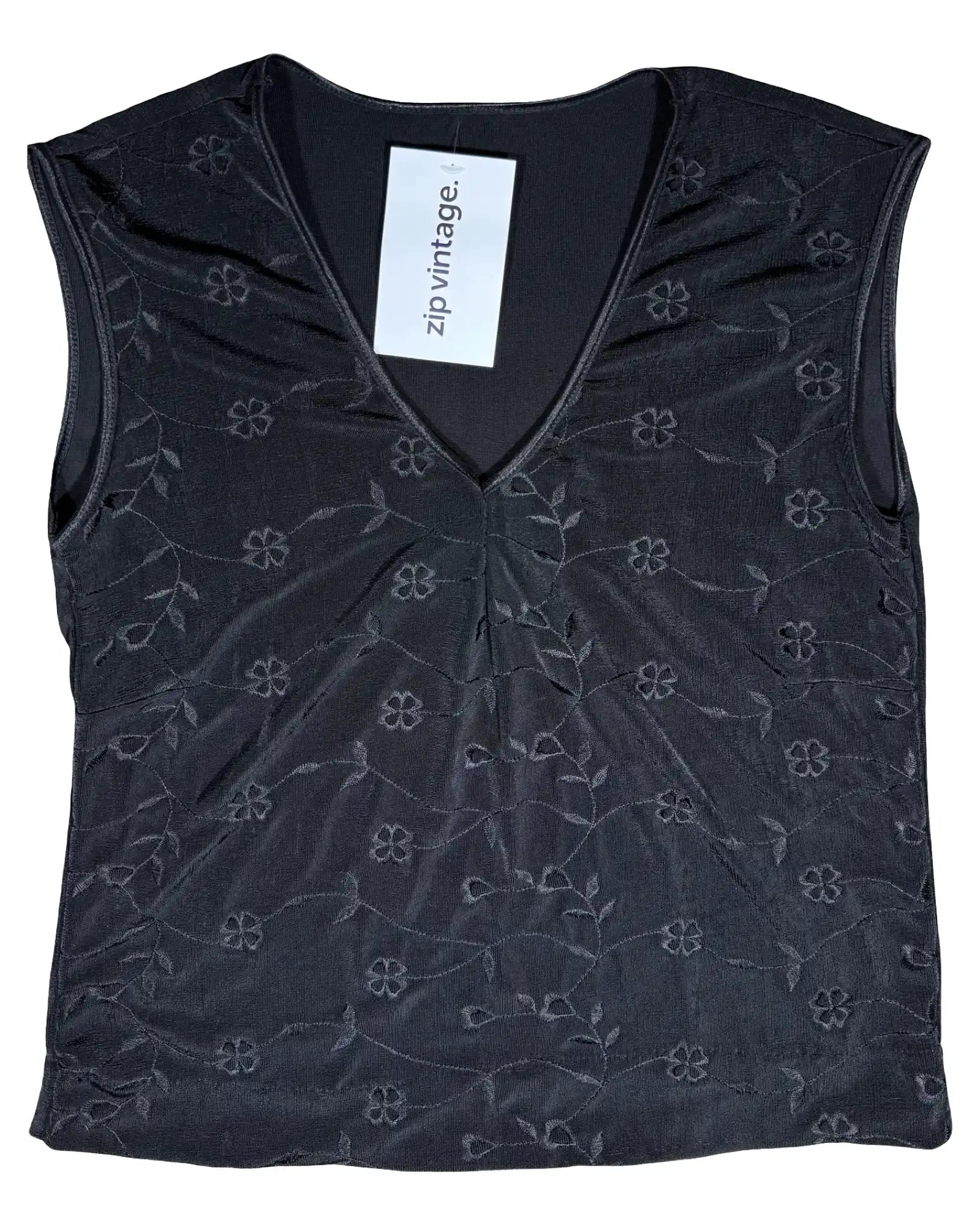 Black Top with Floral Details