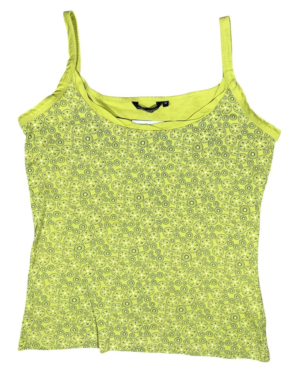 Green Floral Design Tank Top