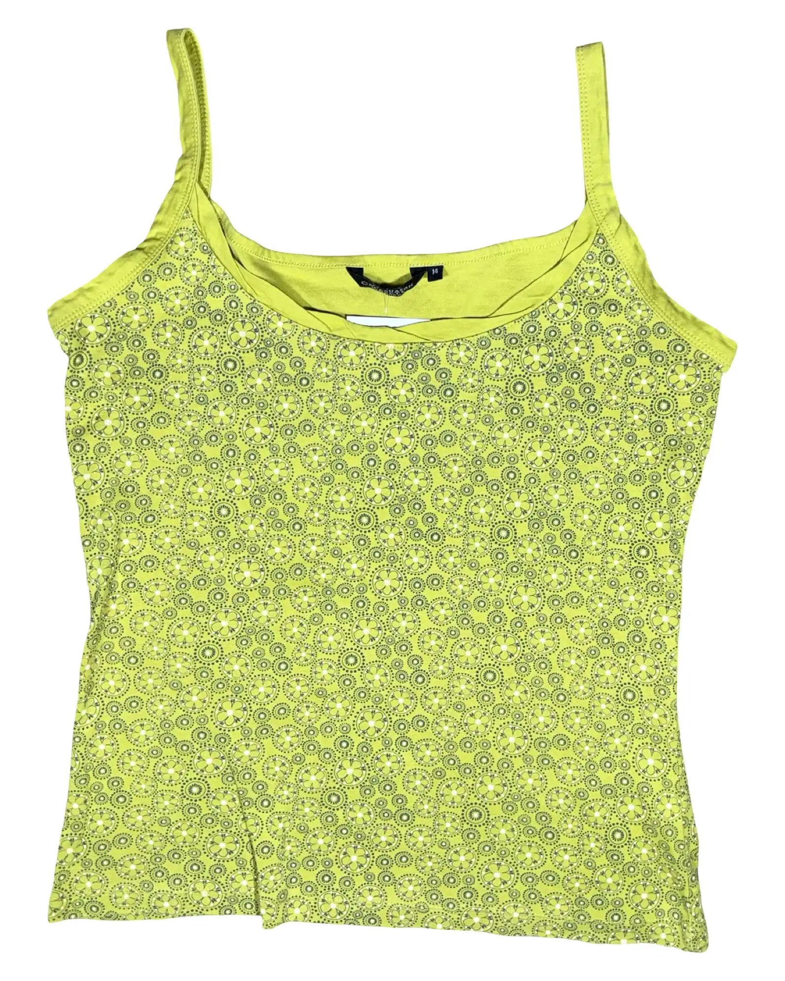 Green Floral Design Tank Top