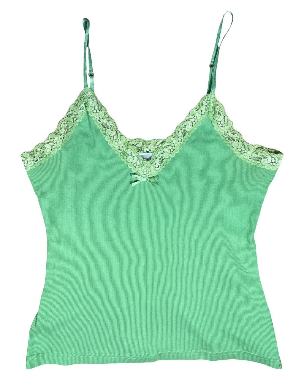 Green Lace Trim Tank Top