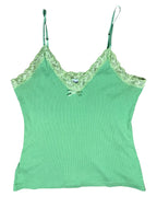 Green Lace Trim Tank Top