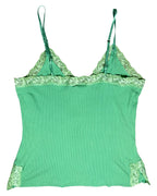 Green Lace Trim Tank Top