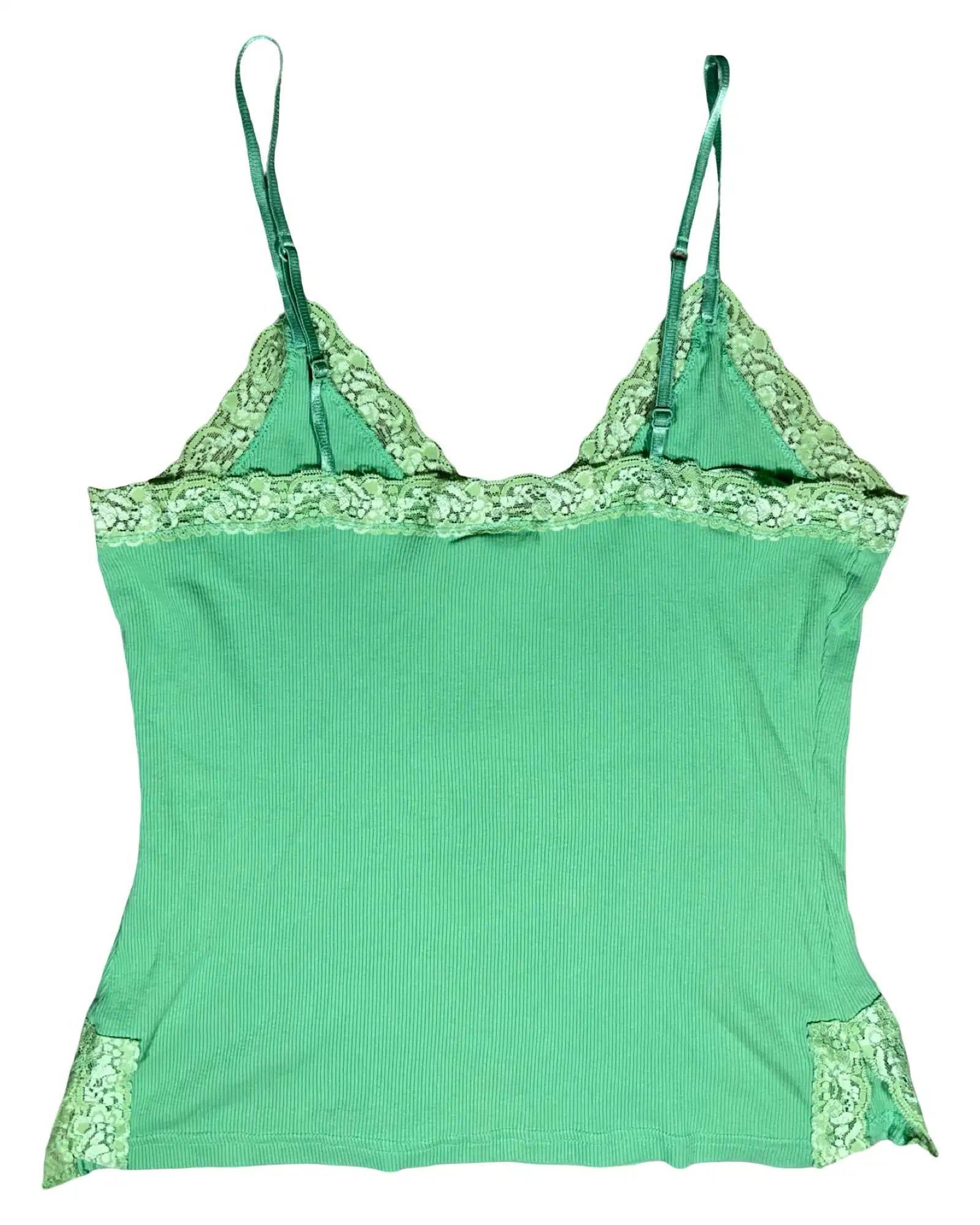 Green Lace Trim Tank Top