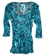 Blue Mesh Lace Long Sleeve