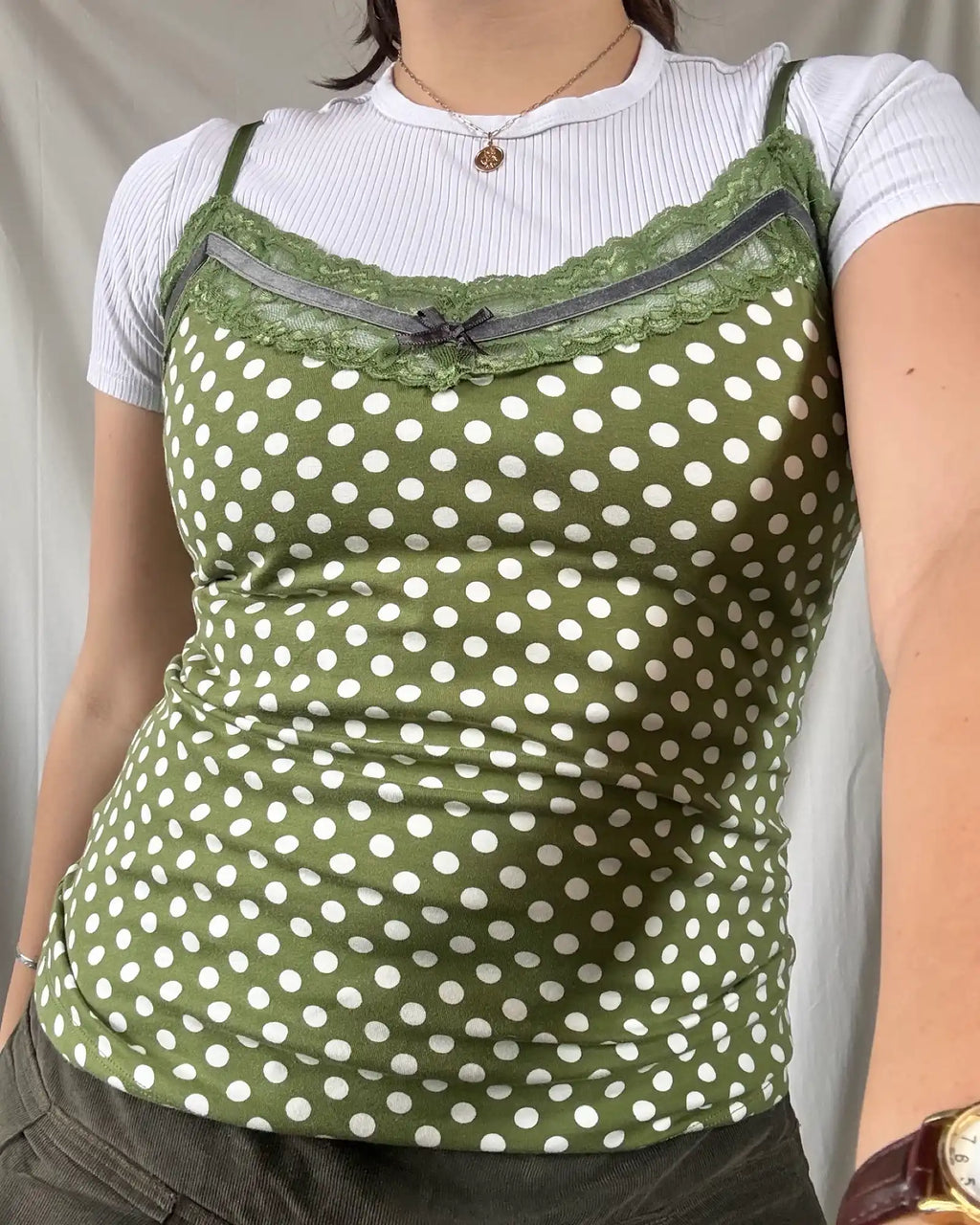 Green Polka Dot Cami Top