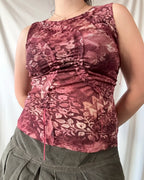 Pink Cream and Mesh Ruffle Top