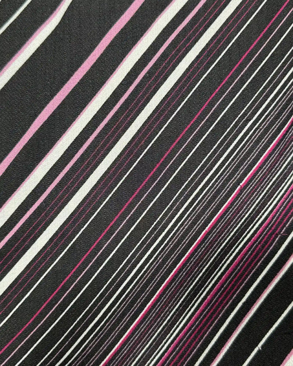 Black Pink Striped Top with Tie Up Sleeve