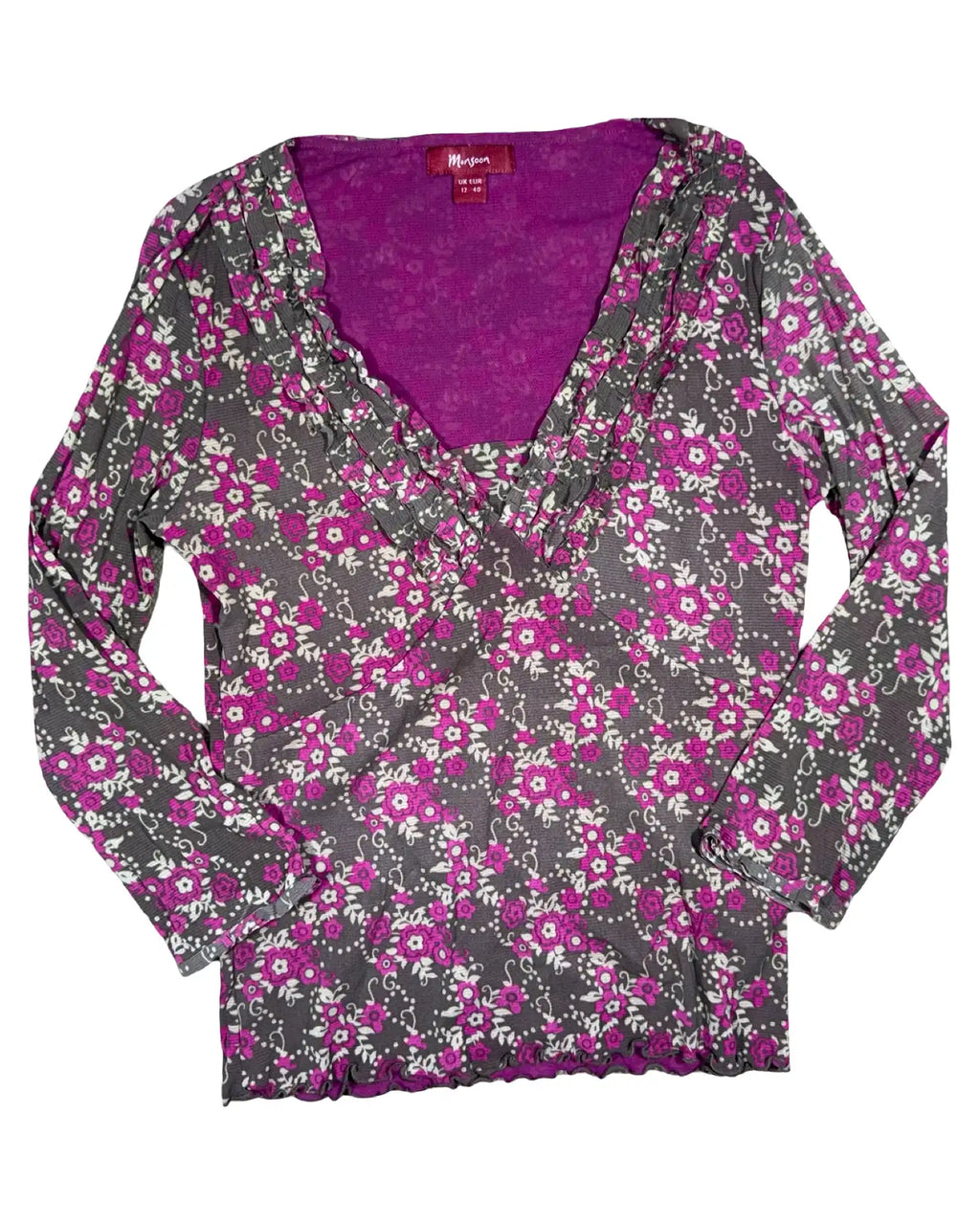 Fairy Core Brown and Pink Flowy Top