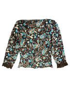 Brown and Blue Whimsical Flowy Top