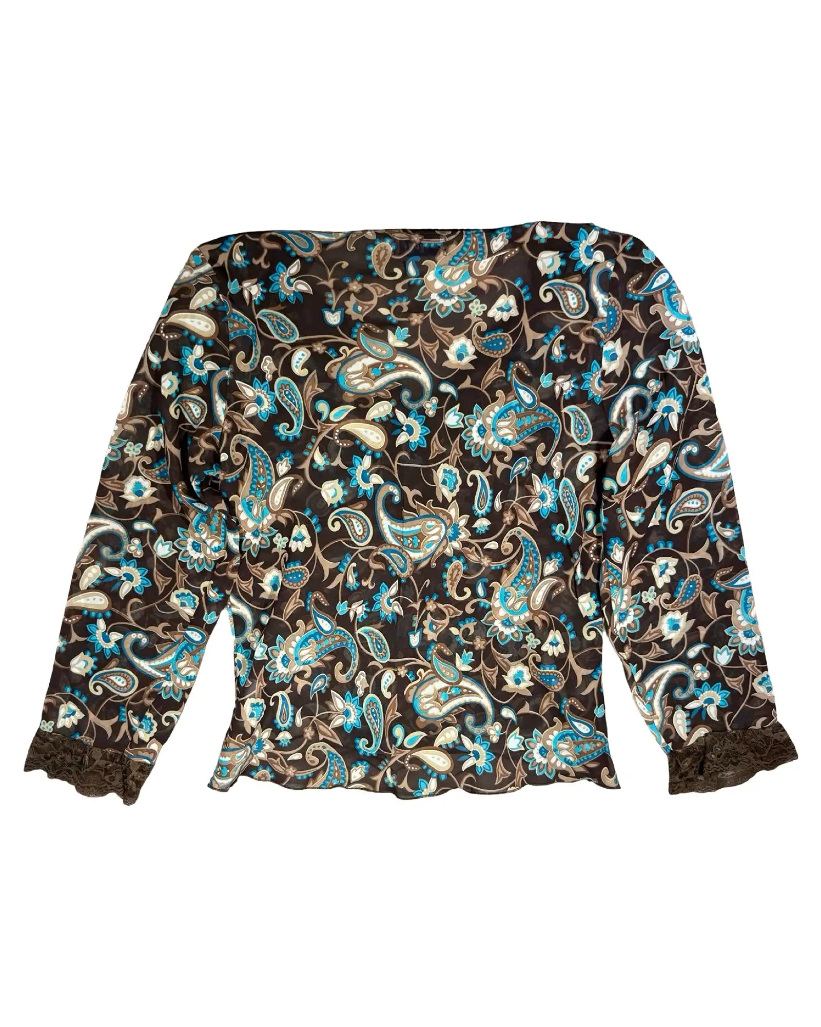 Brown and Blue Whimsical Flowy Top