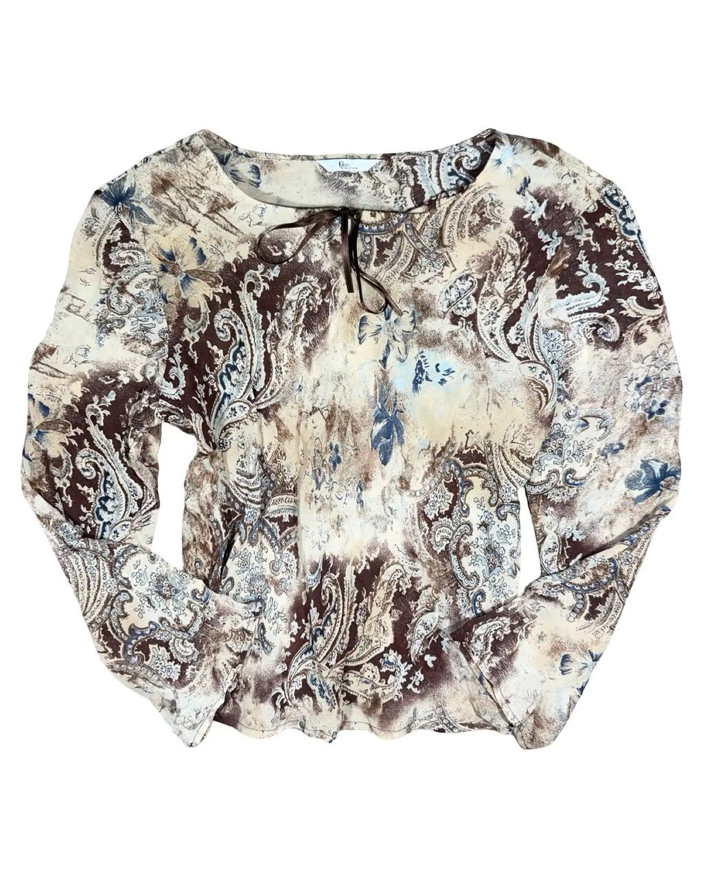 Brown Cream and Blue Whimsical Top