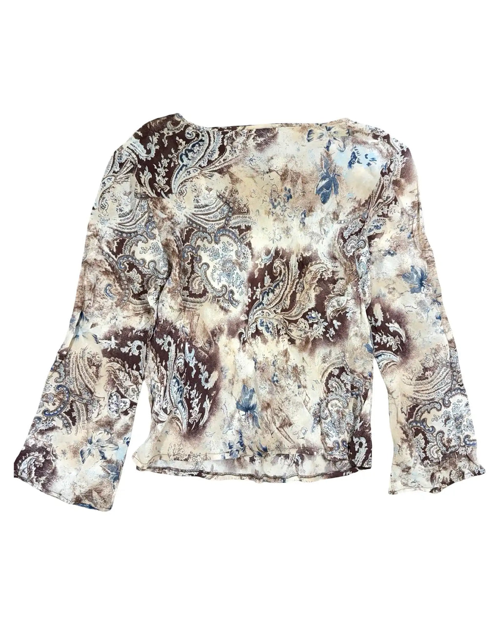 Brown Cream and Blue Whimsical Top