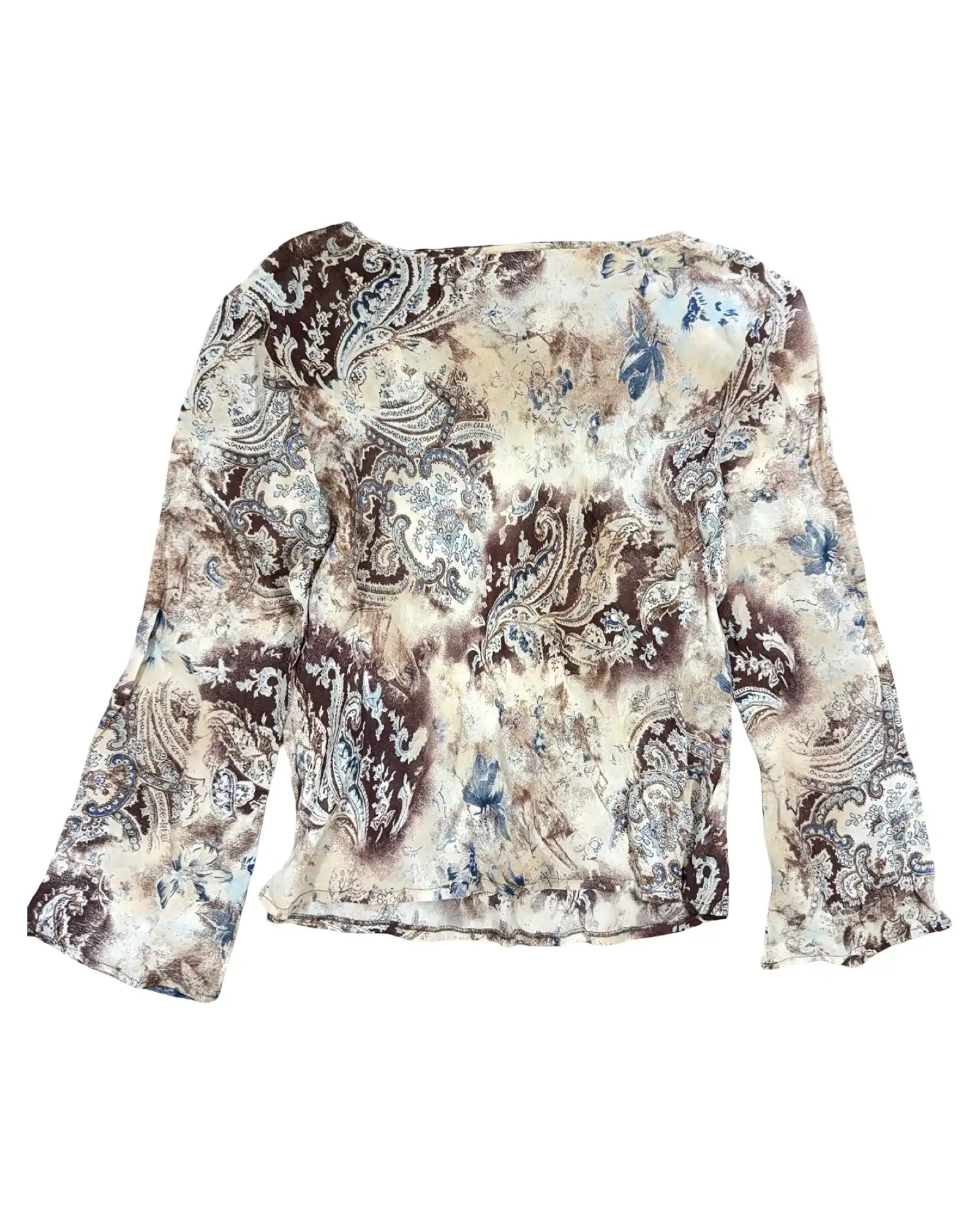 Brown Cream and Blue Whimsical Top
