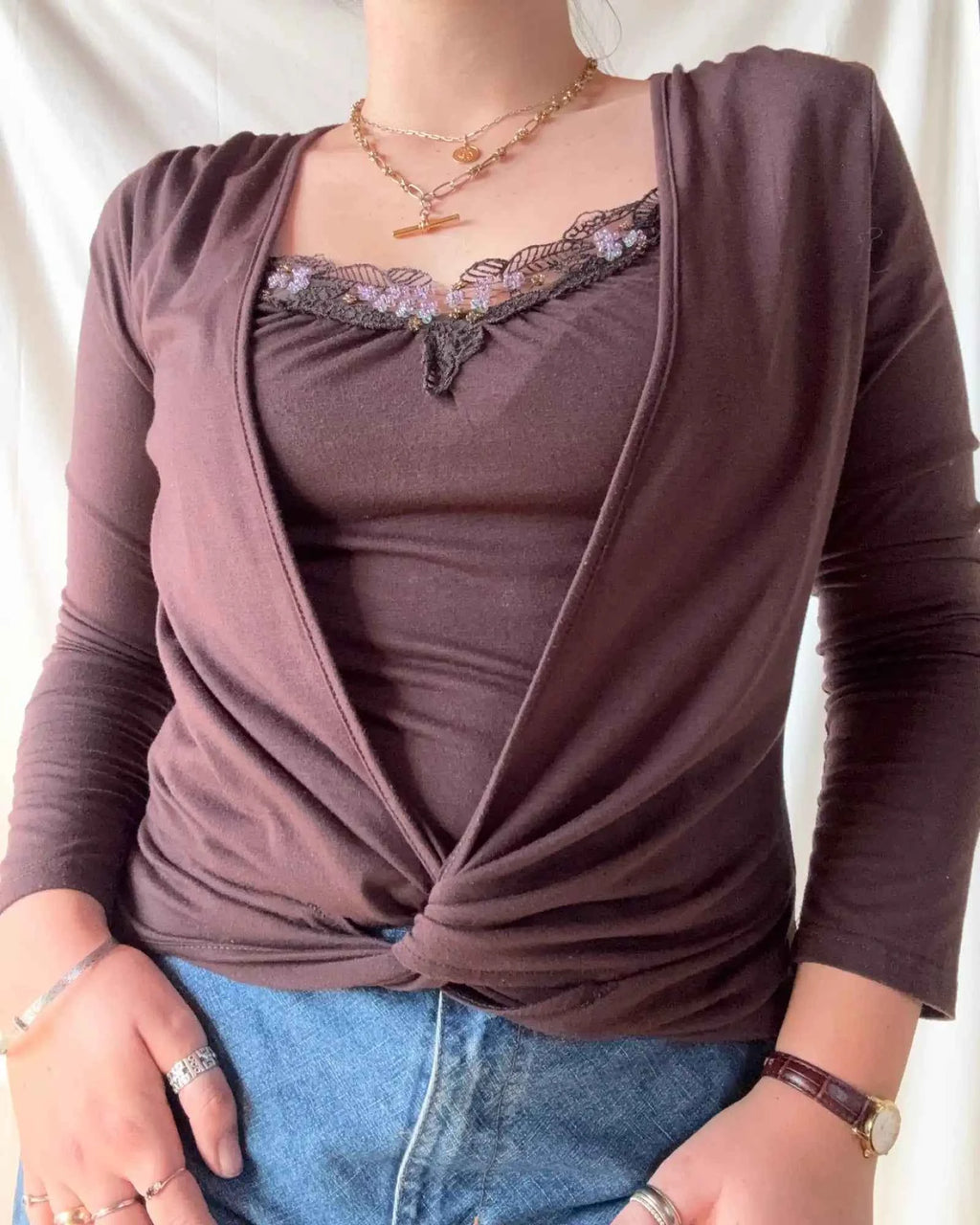 Brown Layered Cami Top